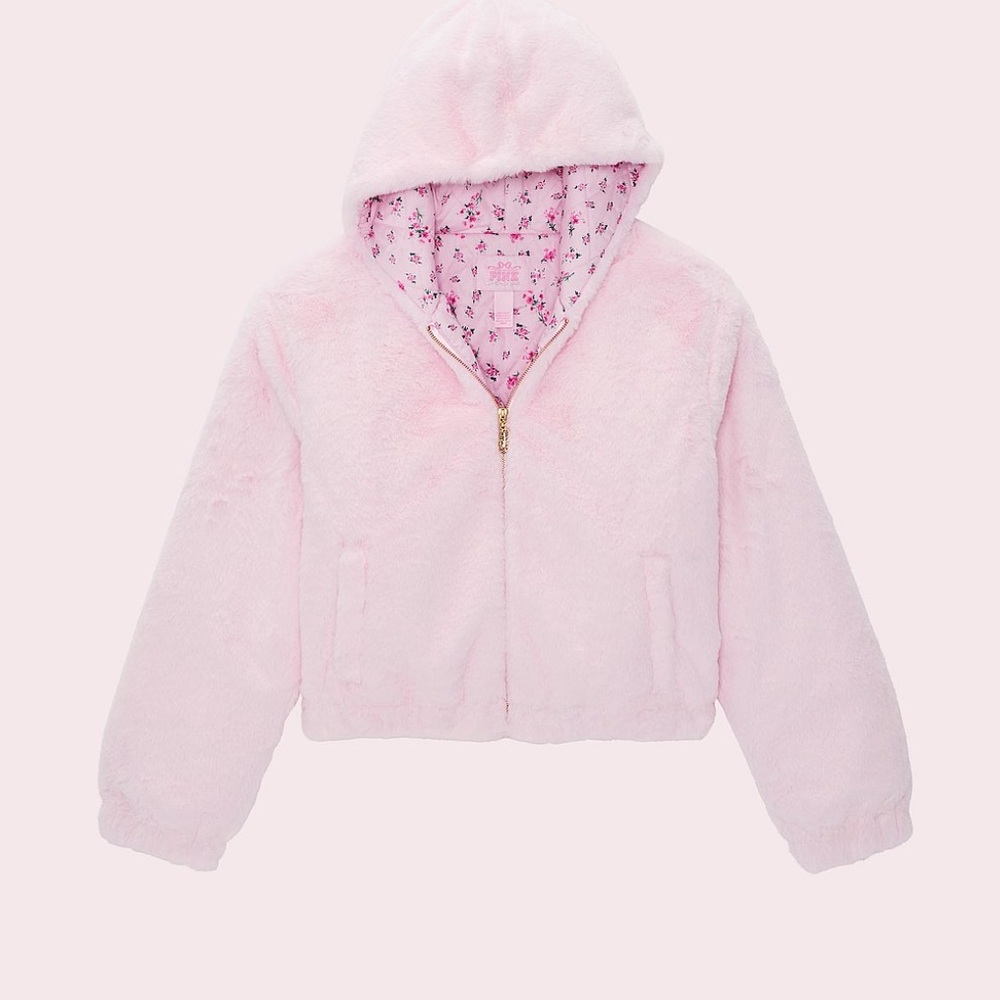 LoveShackFancy x PINK Faux Fur Cropped Jacket
